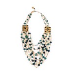 Blue and White Multi-Beads with Two Gold Cabochons Necklace, with 'CC' Monograms, Métiers d'Art Paris-Byzance Pre-Fall 2011