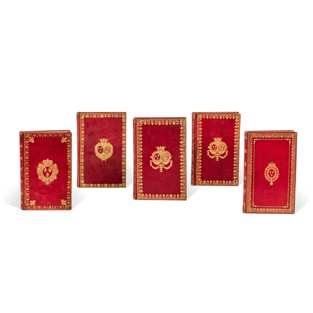 View full screen - View 1 of Lot 466. 5 ouvrages aux armes de Louis XVIII, Charles X ou de la duchesse de Berry..