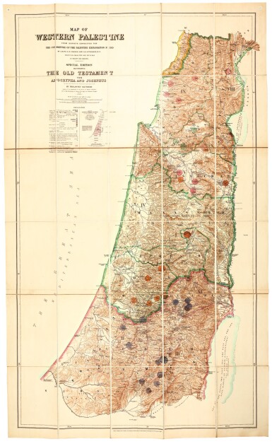 View full screen - View 1 of Lot 195. Palestine Exploration Fund. Two folding maps of Western Palestine. London: Edward Stanford, c.1881.