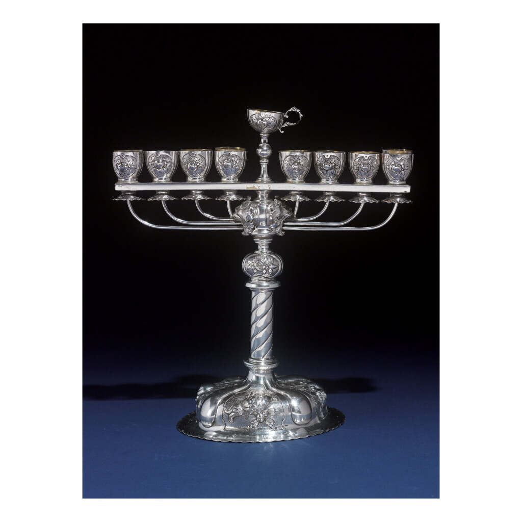 View full screen - View 1 of Lot 152. A GERMAN SILVER HANUKAH LAMP, LAZARUS POSEN, FRANKFURT, LATE 19TH CENTURY.