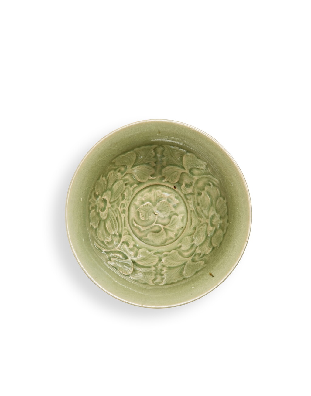 View full screen - View 1 of Lot 159. A moulded 'Yaozhou' celadon-glazed 'peony' bowl, Northern Song - Jin dynasty.