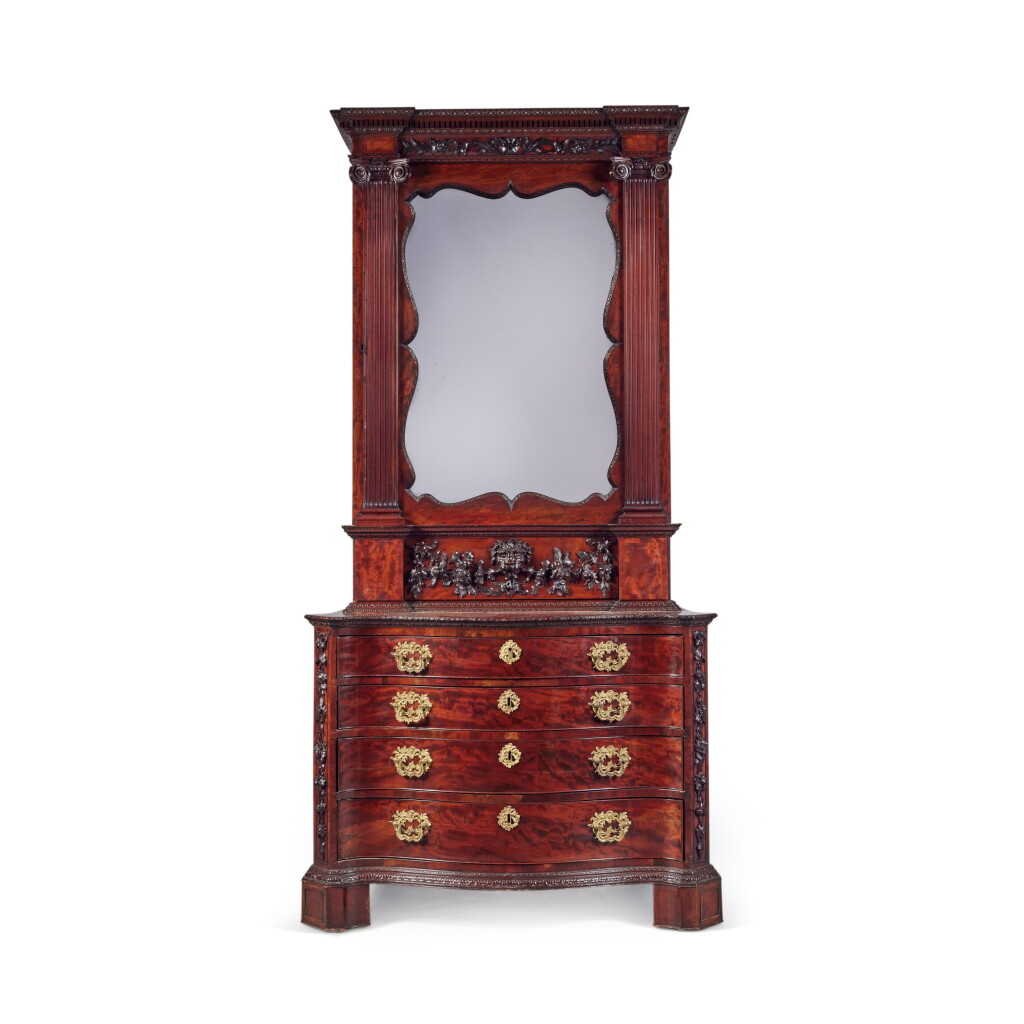 View full screen - View 1 of Lot 67. A George II Carved Mahogany Cabinet on Chest, Mid-18th Century.
