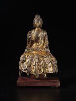A gilt-bronze figure of Buddha, Tang dynasty | 唐 銅鎏金佛坐像