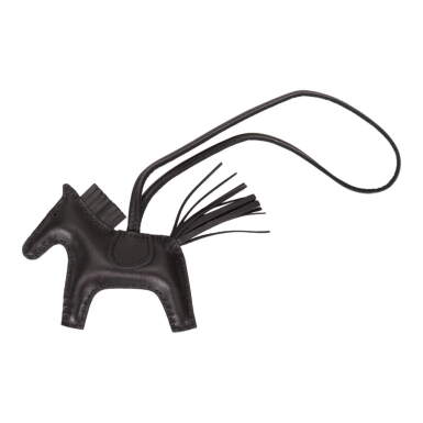 View full screen - View 1 of Lot 98. HERMÈS | SO BLACK GRIGRI HORSE RODEO BAG CHARM PM IN MILO LAMBSKIN LEATHER.
