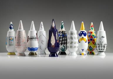 View full screen - View 1 of Lot 16. Collection of Ten "100% Make up" Vases with Lid.