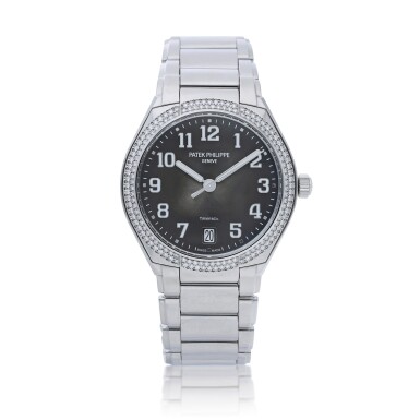 View full screen - View 1 of Lot 19. Reference 7300 Twenty-Four, Retailed by Tiffany & Co.: A stainless steel and diamond-set automatic wristwatch with date and bracelet, Circa 2020.