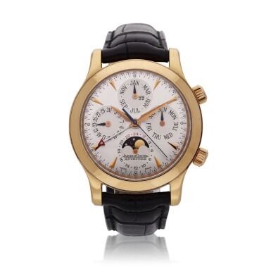 View full screen - View 1 of Lot 387. Reference 146.2.95 Grande Memovox Master Control | A pink gold automatic perpetual calendar wristwatch with alarm and moon phases, Circa 2000.