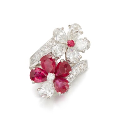 View full screen - View 1 of Lot 89. Diamond and Ruby Ring.