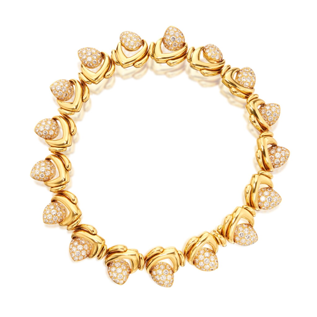 View full screen - View 1 of Lot 472. Gold and Diamond Necklace, France.