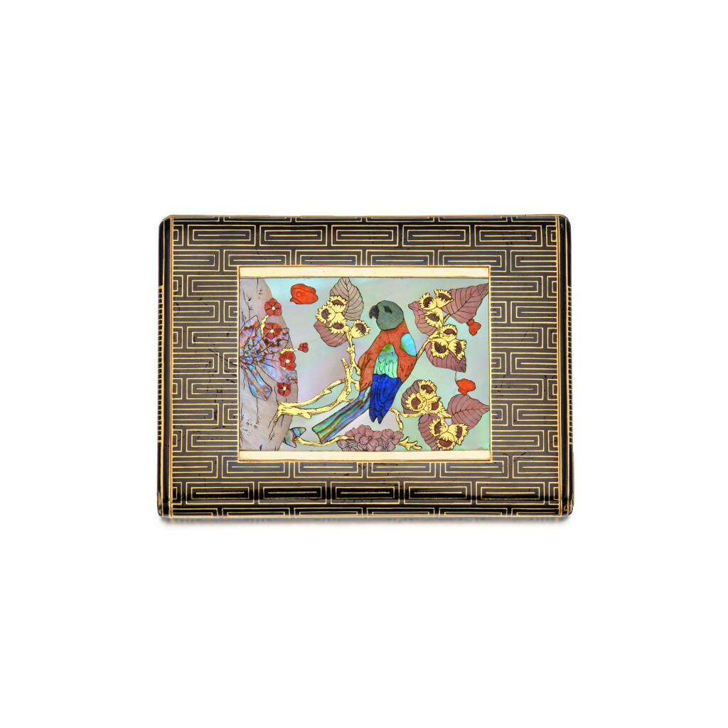 View full screen - View 1 of Lot 211. Gold, Enamel, and Hardstone Cigarette Case, France.