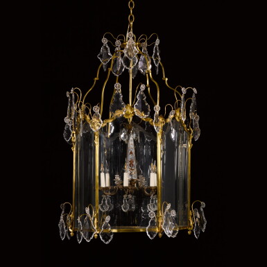 View full screen - View 1 of Lot 38. A Louis XV style gilt-bronze hall lantern, late 19th century.