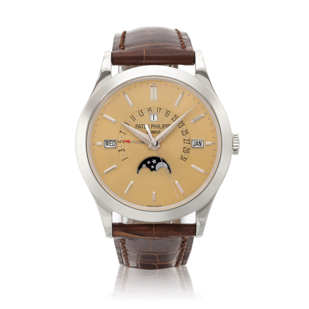 View full screen - View 1 of Lot 488. Ref. 5496P-014 Platinum perpetual calendar wristwatch with retrograde date, moon phases and leap year indication Circa 2015.