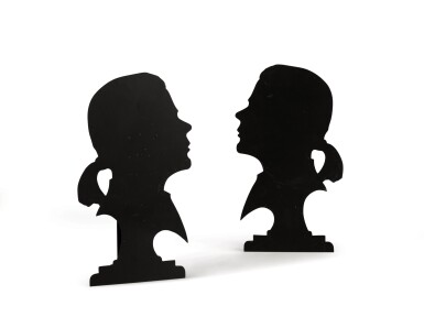 View full screen - View 1 of Lot 187. A pair of Karl Lagerfeld's profiles forming candlesticks, circa 1980-1990.