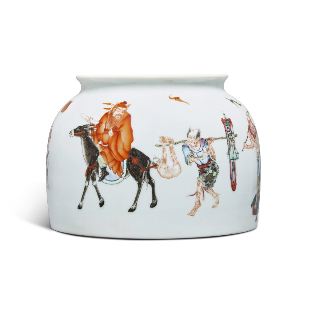 View full screen - View 1 of Lot 113. A famille-rose 'Zhong Kui' waterpot, Qing dynasty, 19th century.