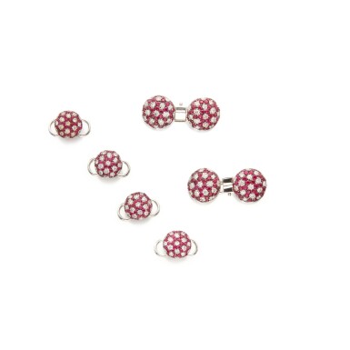 View full screen - View 1 of Lot 193. Ruby and Diamond Dress Set.