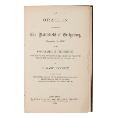 View full screen - View 1 of Lot 306. Lincoln, Abraham, & Edward Everett | "one of the supreme utterances of the principles of democratic freedom".