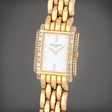 View full screen - View 1 of Lot 367. Reference 4845/1 | A yellow gold and diamond-set bracelet watch | Circa 1997.