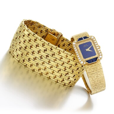 View full screen - View 1 of Lot 188. Piaget | Sapphire, lapis lazuli and diamond watch || Bracelet.