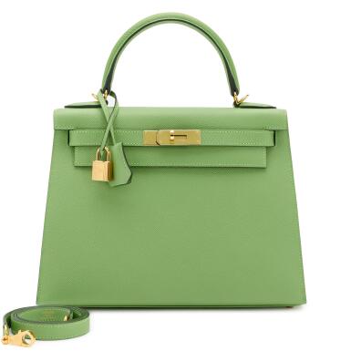 View full screen - View 1 of Lot 42. Vert Criquet Epsom Sellier Kelly 28 Gold Hardware, 2021.
