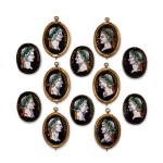 Twelve Limoges oval painted enamel ovals of the Twelve Caesars, Workshop of Jacques I Laudin (1627-1695), Second half 17th century