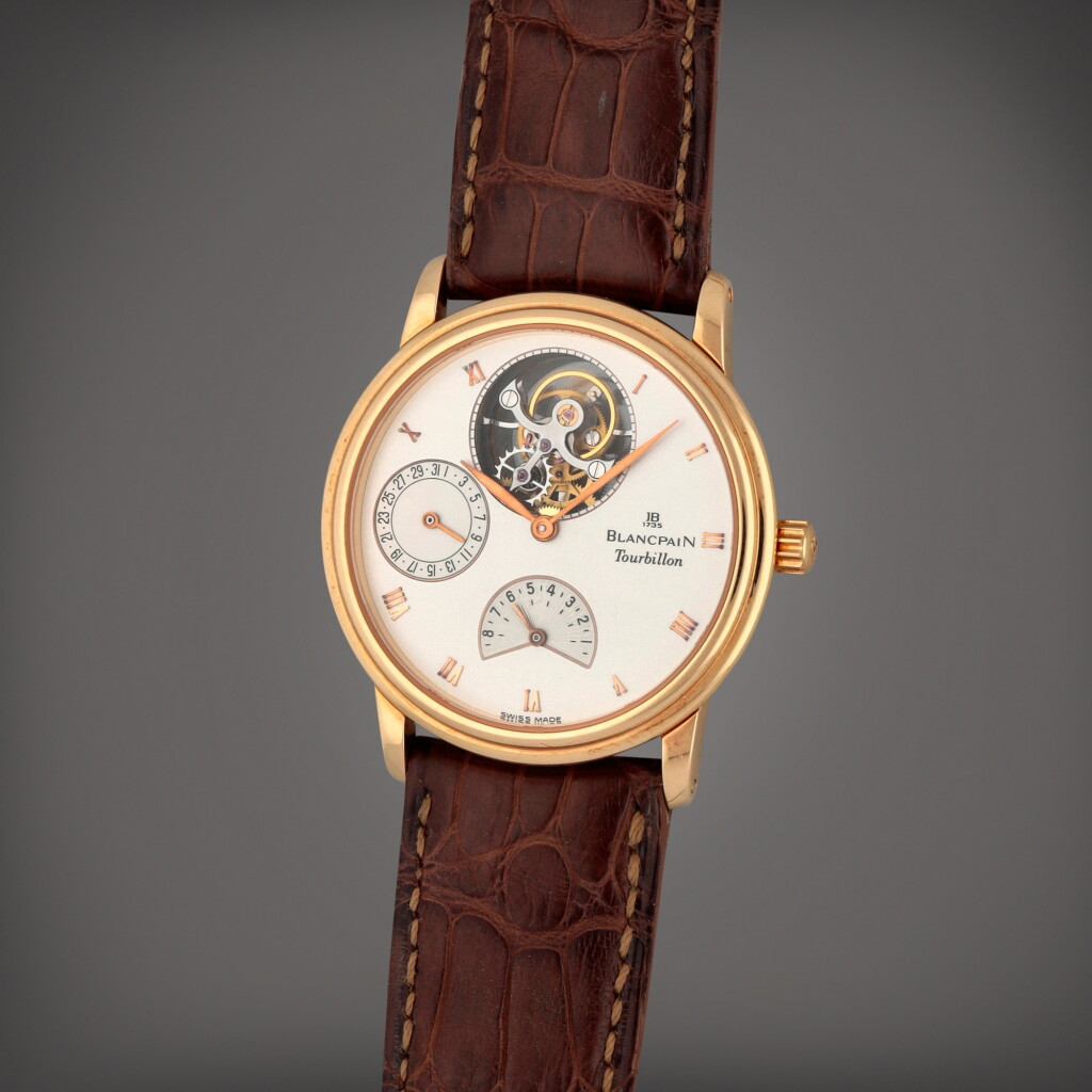 View full screen - View 1 of Lot 405. Villeret Tourbillon | A limited edition yellow gold flying tourbillon wristwatch with date and 8-day power reserve indication | Circa 1994.
