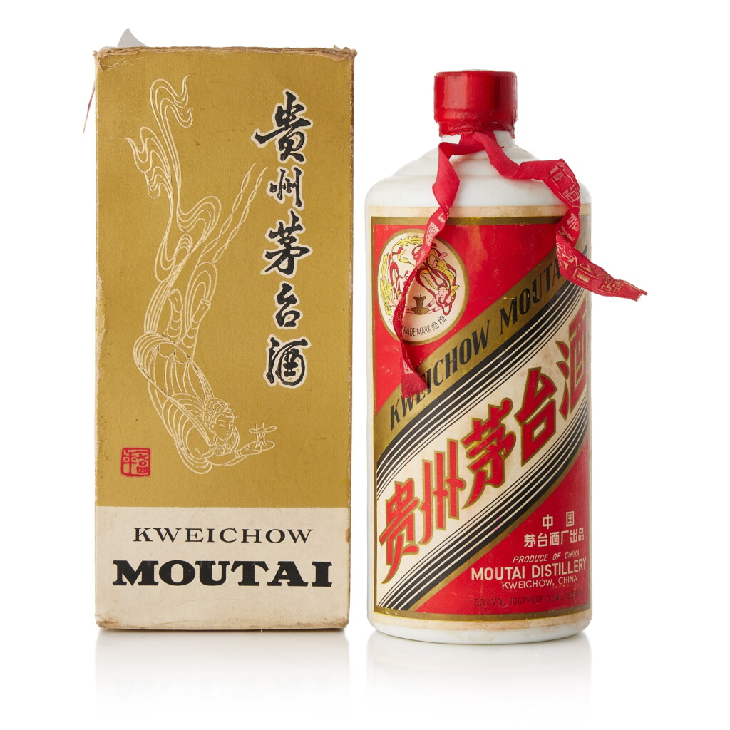 View full screen - View 1 of Lot 5077. 1975-1985年產"飛天牌"貴州茅台酒 (大飛天) Kweichow Flying Fairy Moutai circa 1975-1985 (1 BT54).
