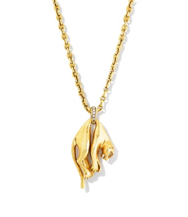 View full screen - View 1 of Lot 101. Cartier | Sautoir et pendentif or et diamants | Gold and diamond sautoir and pendant.