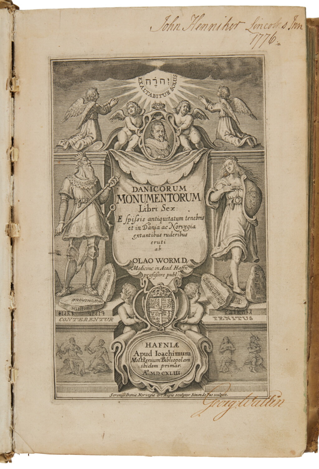 View full screen - View 1 of Lot 192. Worm, Ole | A fine collection of these works on early Danish history.