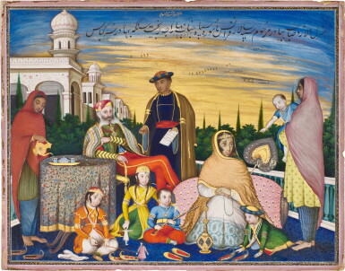 View full screen - View 1 of Lot 65. General Jean-François Allard with his family in Lahore, attributed to Imam Baksh Lahori, India, Punjab, Lahore, dated 1838.