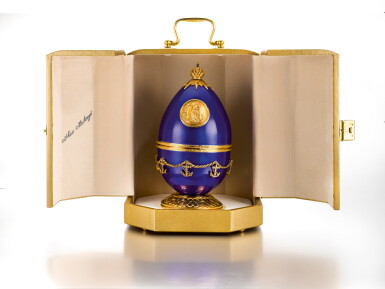 View full screen - View 1 of Lot 140. The Trafalgar Egg. An enamel, silver-gilt and parcel-gilt metal commemorative egg, Theo Fabergé, Birmingham, 2004.