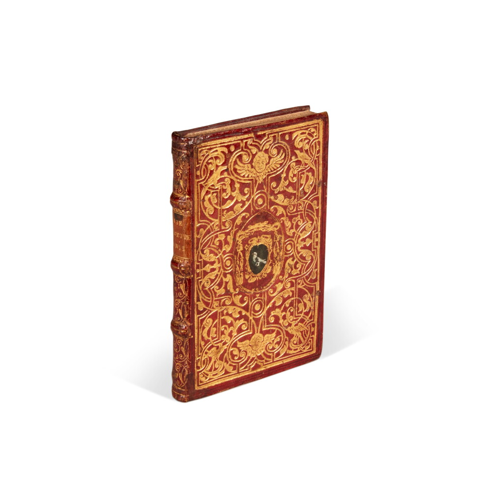 View full screen - View 1 of Lot 1819. Regio, Delle vite dei sette santi, Naples, 1576, contemporary red morocco with gilt panel stamp, the dedication copy for Archbishop Palombara.