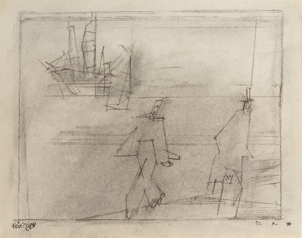 View full screen - View 1 of Lot 41. Three Figures on the Shore, Sailing Ship and Boat & Study of Steamer Ship.