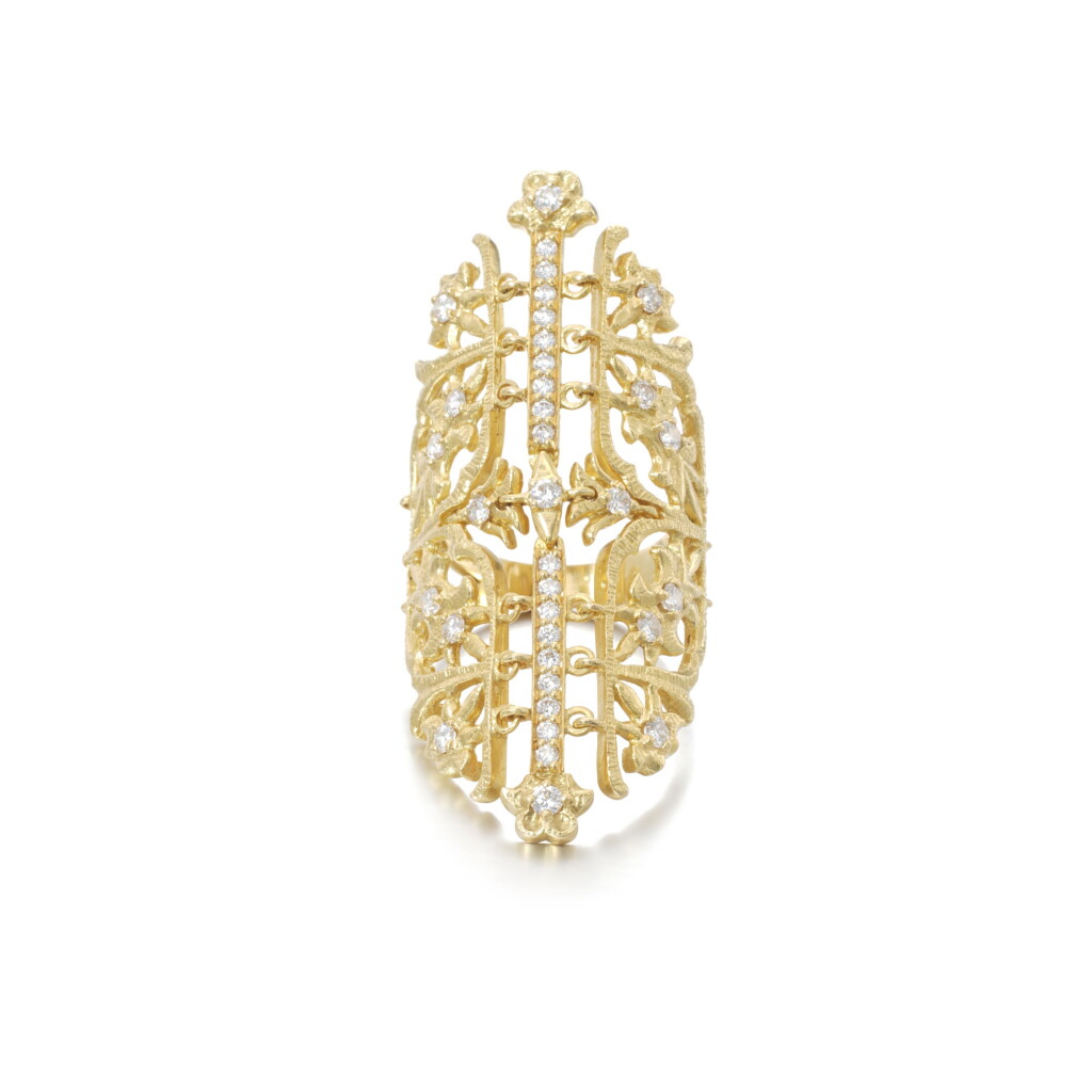 View full screen - View 1 of Lot 112. Gold and diamond ring.