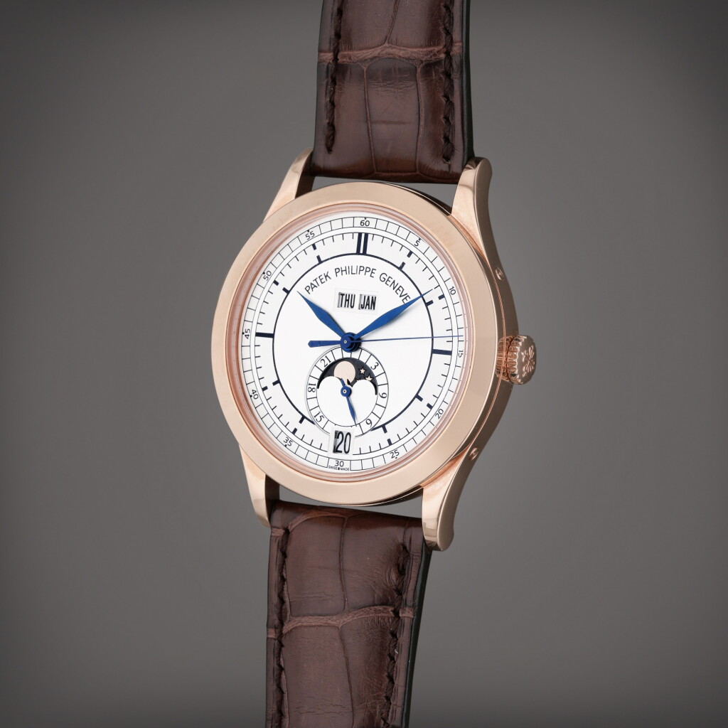 View full screen - View 1 of Lot 18. Reference 5396R-001 | A pink gold annual calendar wristwatch with day, date, moon phases and 24 hours indication, Circa 2013.