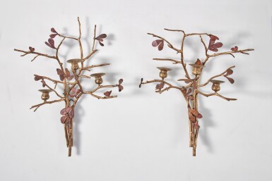 View full screen - View 1 of Lot 302. Pair of "Structure Végétale" Candle Sconces.