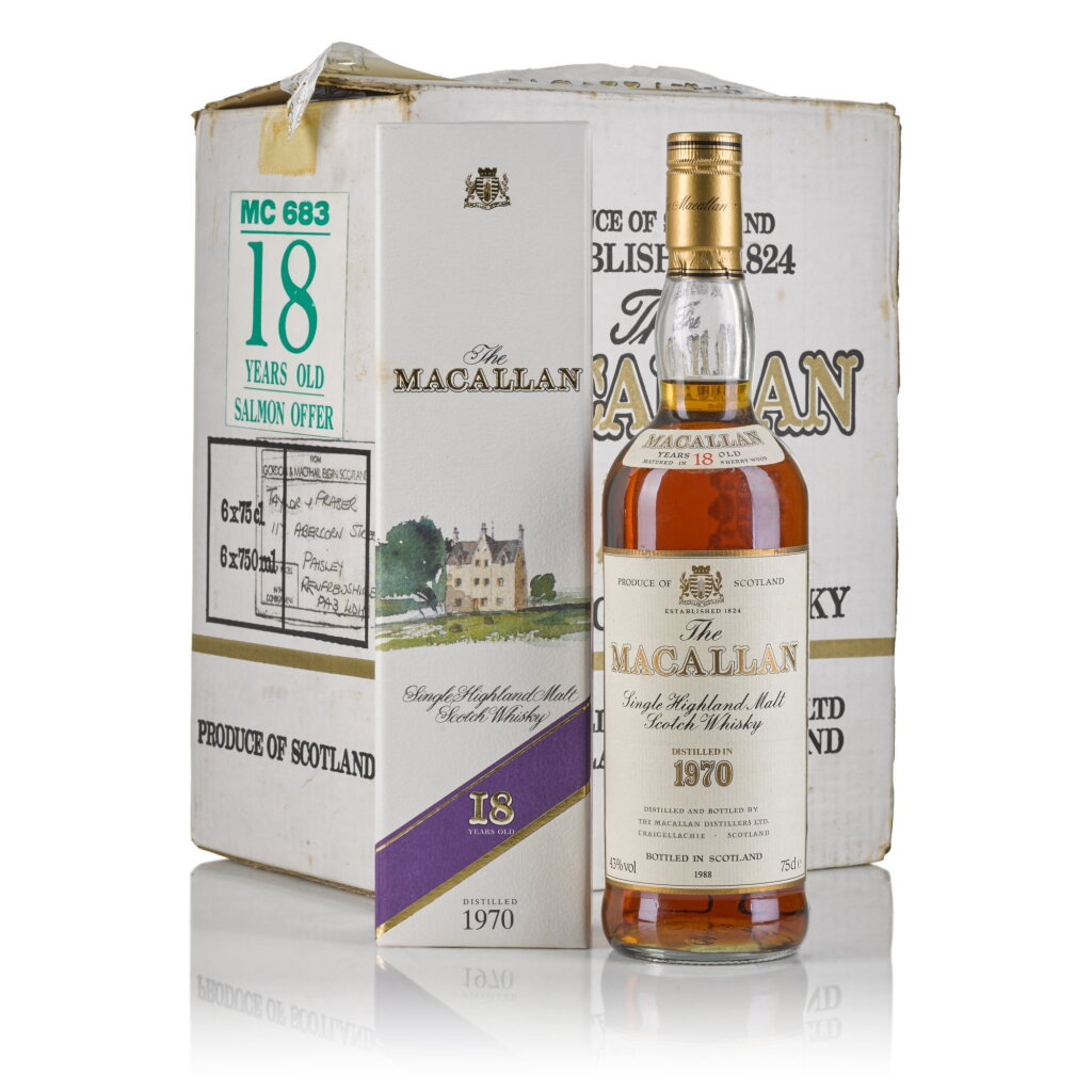 View full screen - View 1 of Lot 35. The Macallan 18 Year Old Sherry Oak 43.0 abv 1970 (6 Bottles 75cl).