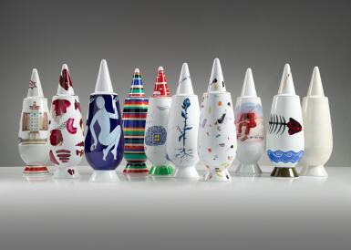 View full screen - View 1 of Lot 19. Collection of Ten "100% Make up" Vases with Lid .