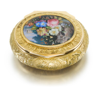 View full screen - View 1 of Lot 54. A gold and enamel snuff box, possibly L. Breton, Paris, 1819-1838.