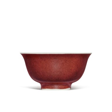 View full screen - View 1 of Lot 9. An exceptionally rare and important sacrificial-red-glazed bowl, Mark and period of Xuande | 明宣德 祭紅釉盌 《大明宣德年製》款.