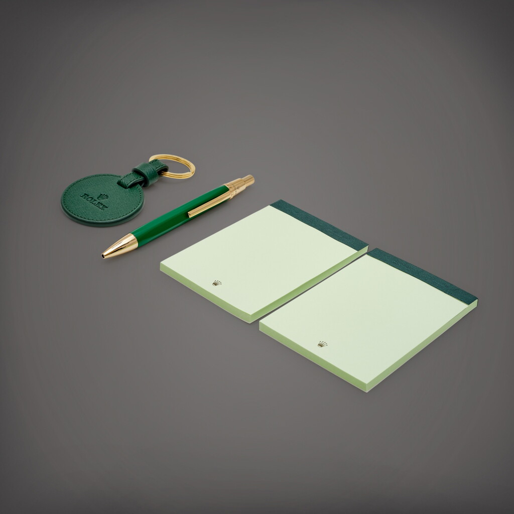 View full screen - View 1 of Lot 8711. A set of ballpoint pen, two memo pads and keychain, Circa 2015 | 勞力士 | 一套圓珠筆、兩本備忘錄及鑰匙扣,約2015年製.