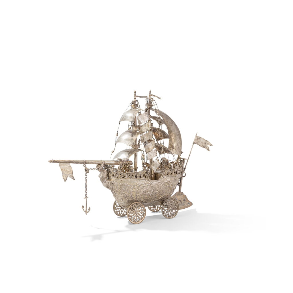 View full screen - View 1 of Lot 1032. A German silver nef, probably Hanau, late 19th century.