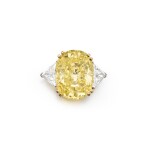 An Important Fancy Intense Yellow Diamond and Diamond Ring | 濃彩黃色鑽石配鑽石戒指