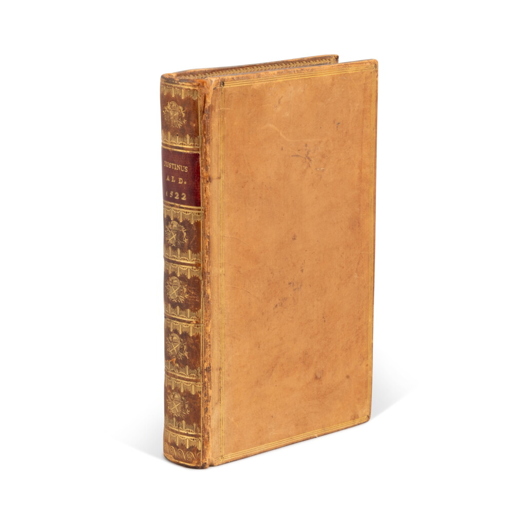 View full screen - View 1 of Lot 805. Justinus, Trogi Pompei Externae historiae, Venice, Heirs of Aldo & Torresano, 1522, eighteenth-century tan calf, the Clements copy.
