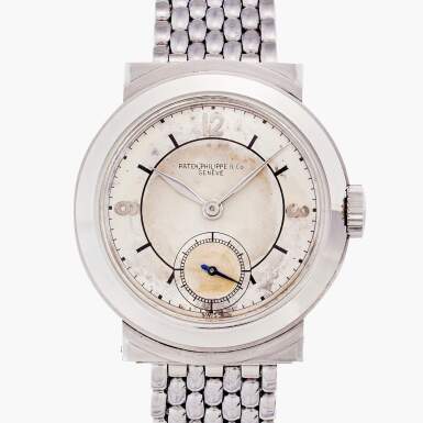 View full screen - View 1 of Lot 196. Reference 544A 'Hooded' | A stainless steel wristwatch with sector dial, Circa 1940.