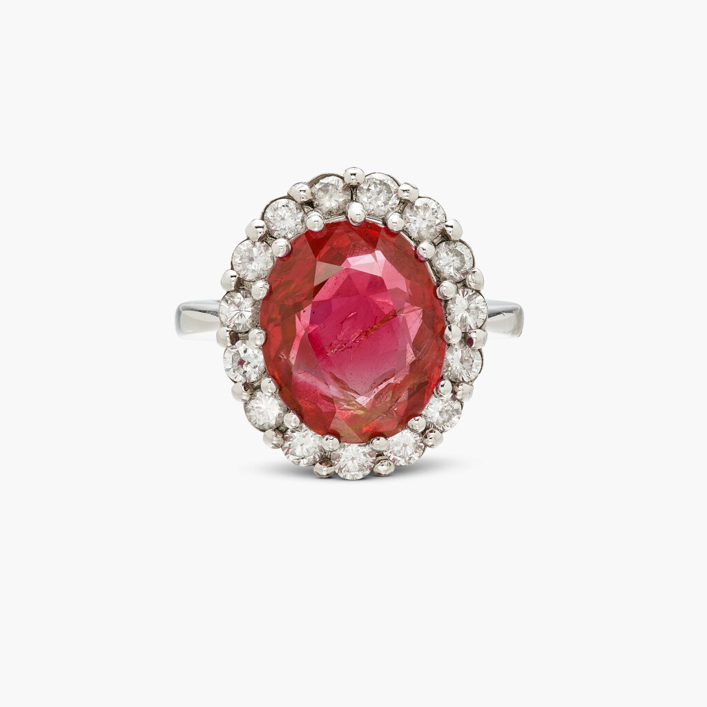 View full screen - View 1 of Lot 397. Ruby and Diamond Ring .