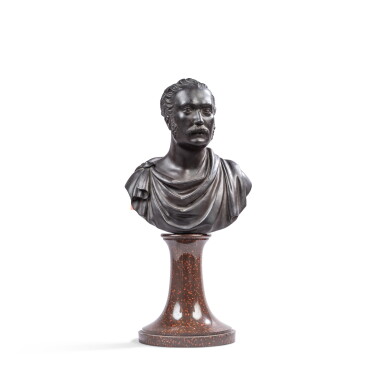 View full screen - View 1 of Lot 669. A Continental black basalt portrait bust of a man, possibly Utzschneider & Cie, 19th century.