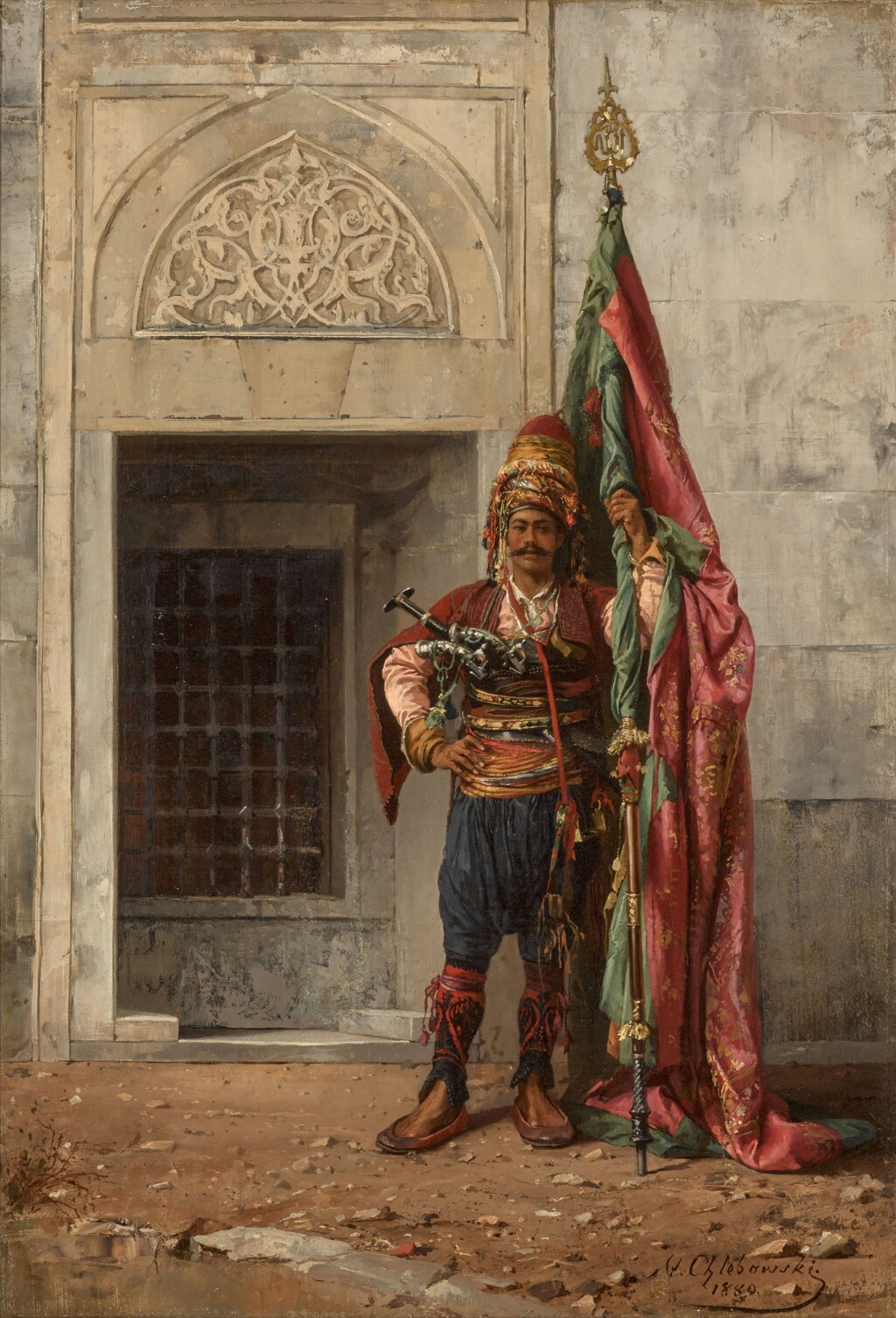 View full screen - View 1 of Lot 213. Bashi-Bazouk Carrying the Banner of Prophet Muhammad.