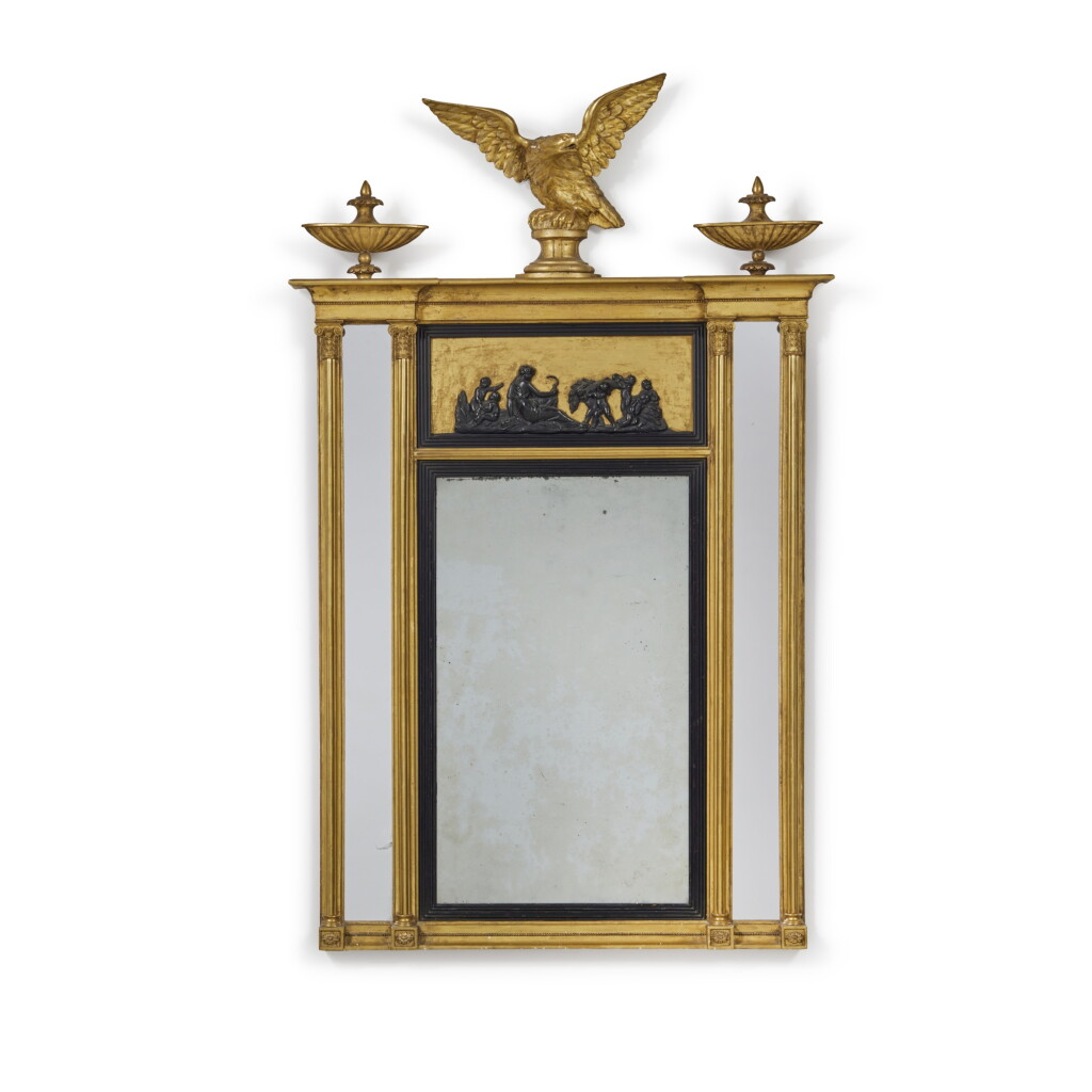 View full screen - View 1 of Lot 215. A Regency Ebonized and Giltwood Pier Mirror, Circa 1810.