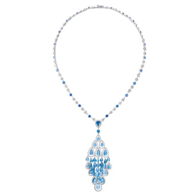 View full screen - View 1 of Lot 89. GRAFF | SAPPHIRE AND DIAMOND NECKLACE.
