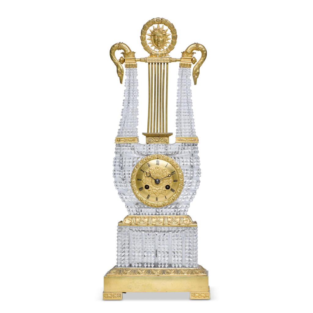View full screen - View 1 of Lot 154. An Empire ormolu-mounted cut glass mantel clock, circa 1810.